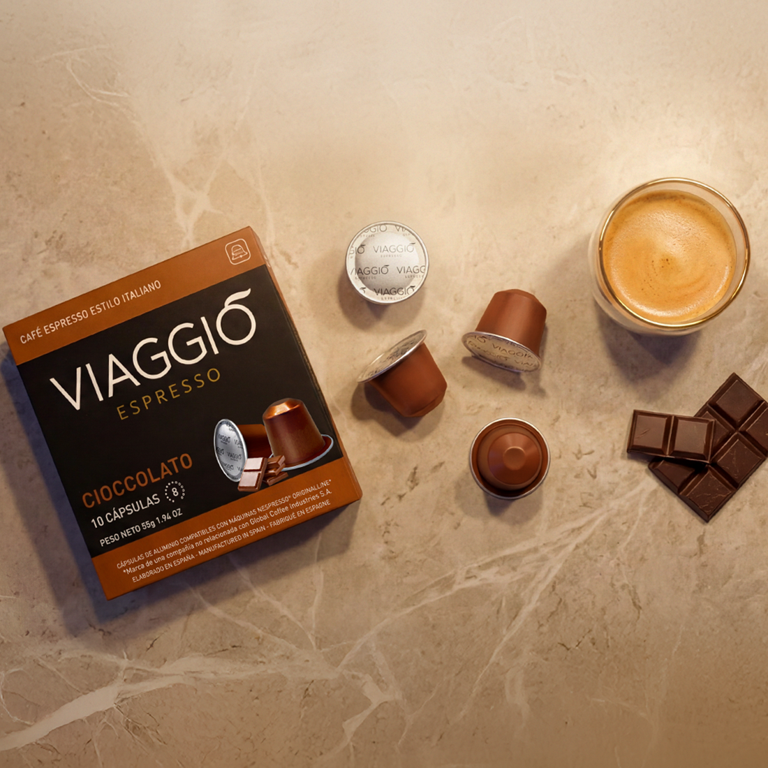 Cápsulas Compatibles con Nespresso® Viaggio Cioccolato